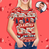 Custom Face Christmas Pattern Women's T-shirt