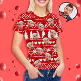 Custom Face Red Christmas Tree Women's T-shirt