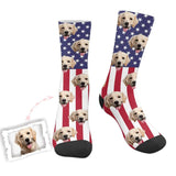 Custom Pet Face Stars Stripes Socks