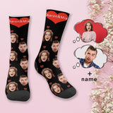 Custom Face&Name Red Love Socks