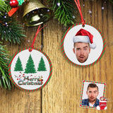 Custom Face Merry Christmas Tree Circle Ornament