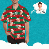 Custom Face Christmas Snowflake Men's Hawaiian Shirt