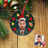 Custom Face Christmas Flower Circle Ornament