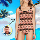 Custom Face Bathing Suit Funny Photo Women's Tank Top Bathing Swimsuit