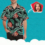 Custom Face Red Flowers Men's Hawaiian Shirt