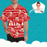 Custom Face Red Christmas Tree Men's Hawaiian Shirt