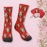 Custom Face Red Simple Socks