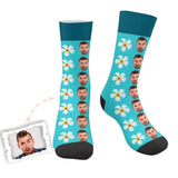 Custom Face Flower Blue Socks