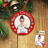 Custom Photo&Name Christmas Paw Circle Ornament